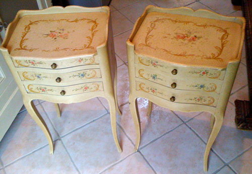 pair of painted bedside tables